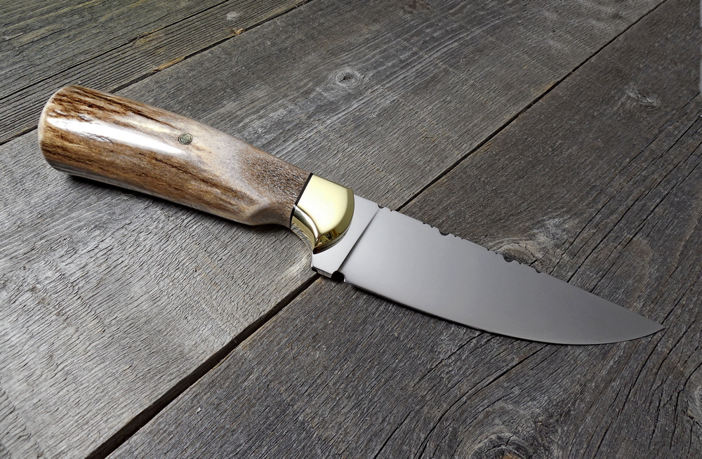 lk horn knife with brass bolsters