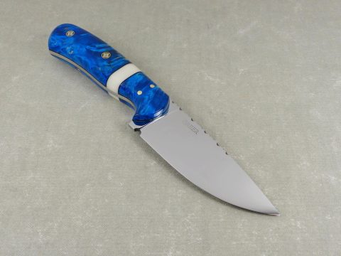 W55 Blue Figured Maple and Corian Hunting Knife