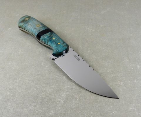 W56 Green Figured Maple and Black Micarta Hunting Knife