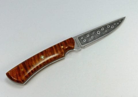 F-2 Tiger stripe maple etched art knife