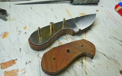 Hunting Knife Handle Made From Lignum Vitae